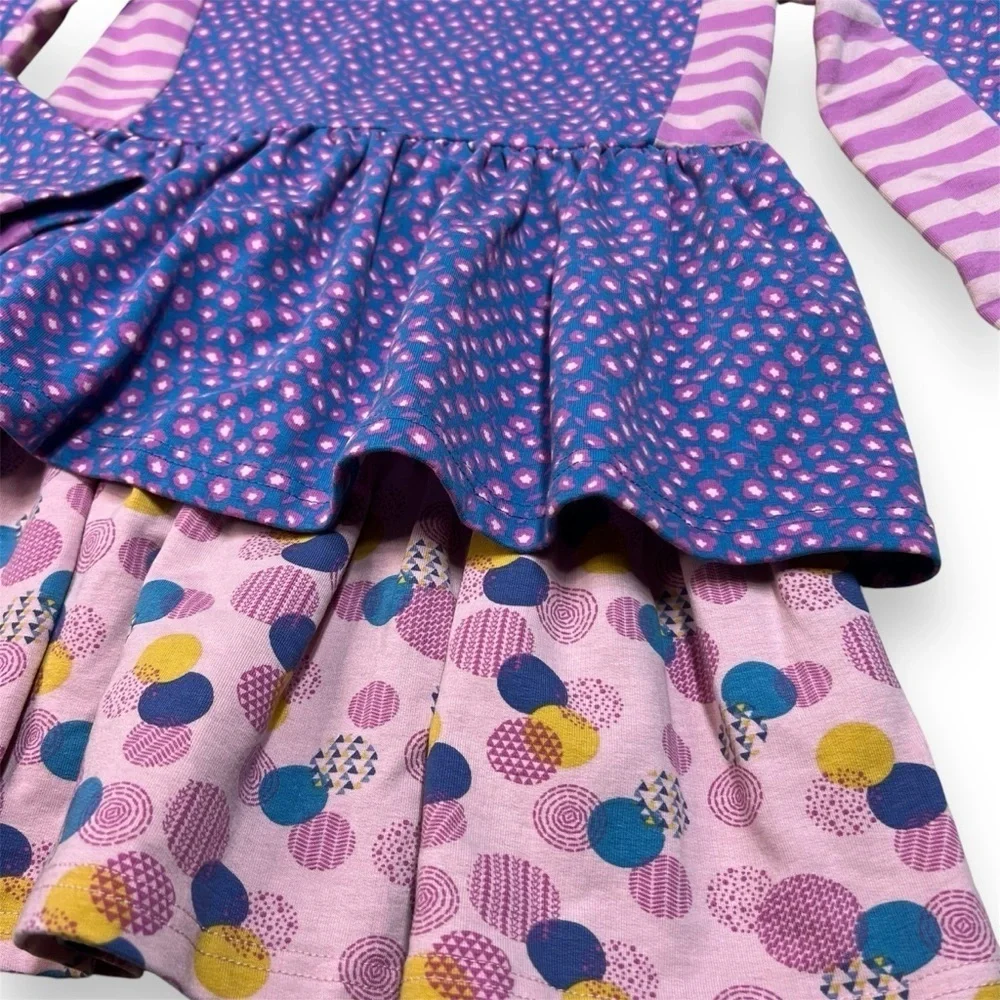 Matilda Jane Play All Day Dress Girls 8 Choose Your Own Path Floral Stripes Tier